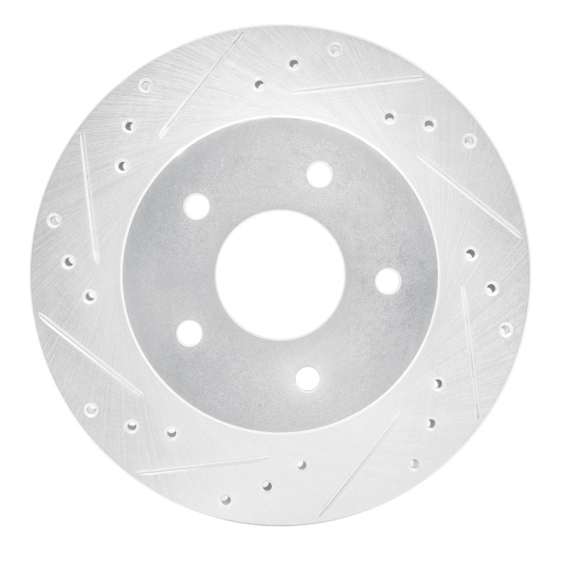 R1 Concepts R1 87-89 Nissan 300ZX Turbo Rear Left Drilled & Slotted Silver Brake Rotor
