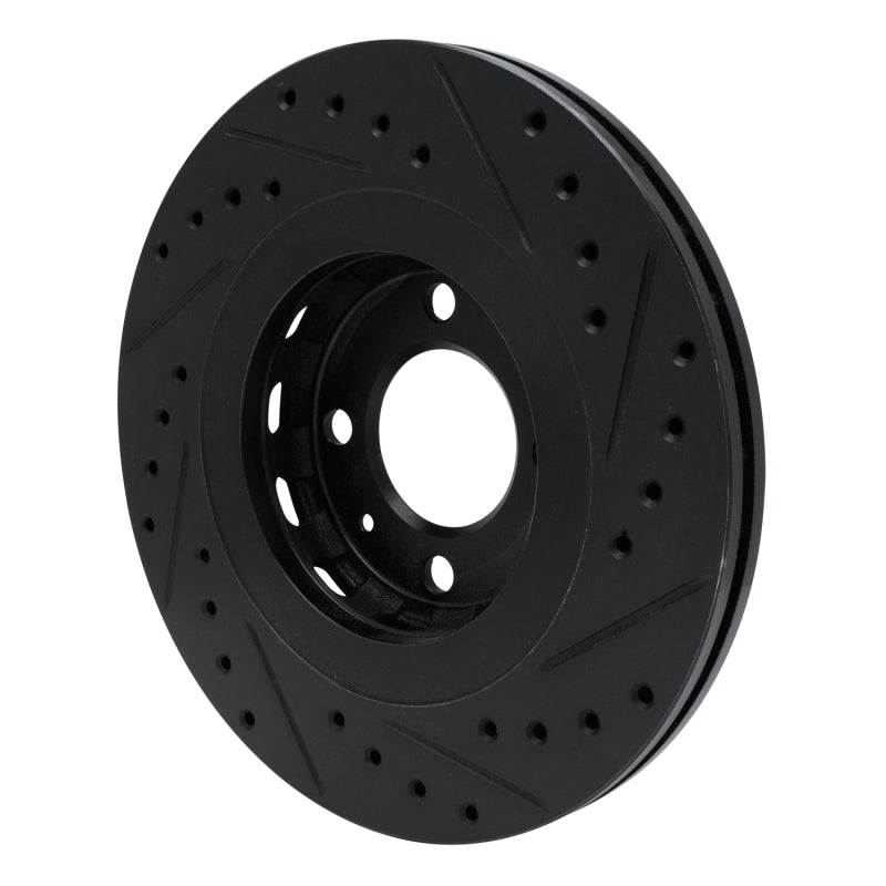 R1 Concepts R1 90-93 Volkswagen CORRADO Front Left Drilled & Slotted Black Brake Rotor