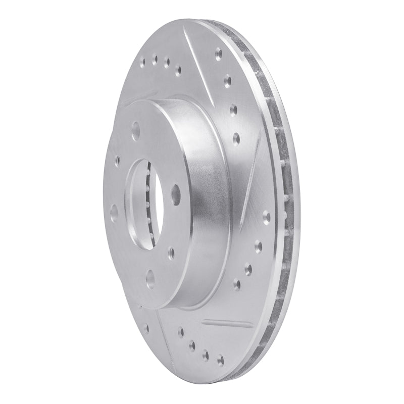 R1 Concepts R1 95-00 Nissan Sentra Front Right Drilled & Slotted Silver Brake Rotor