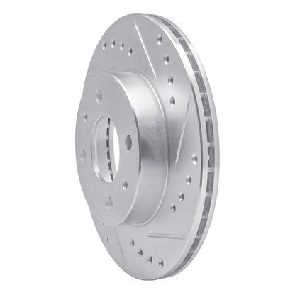 R1 Concepts R1 95-00 Nissan Sentra Front Right Drilled & Slotted Silver Brake Rotor