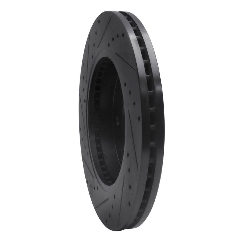 R1 Concepts R1 04-08 Ford F-150 4WD Front Right Drilled & Slotted Black Brake Rotor