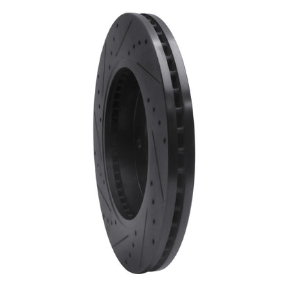 R1 Concepts R1 04-08 Ford F-150 4WD Front Right Drilled & Slotted Black Brake Rotor