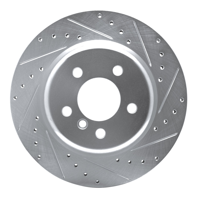 R1 Concepts R1 11-16 BMW 528I Rear Right Drilled & Slotted Silver Brake Rotor