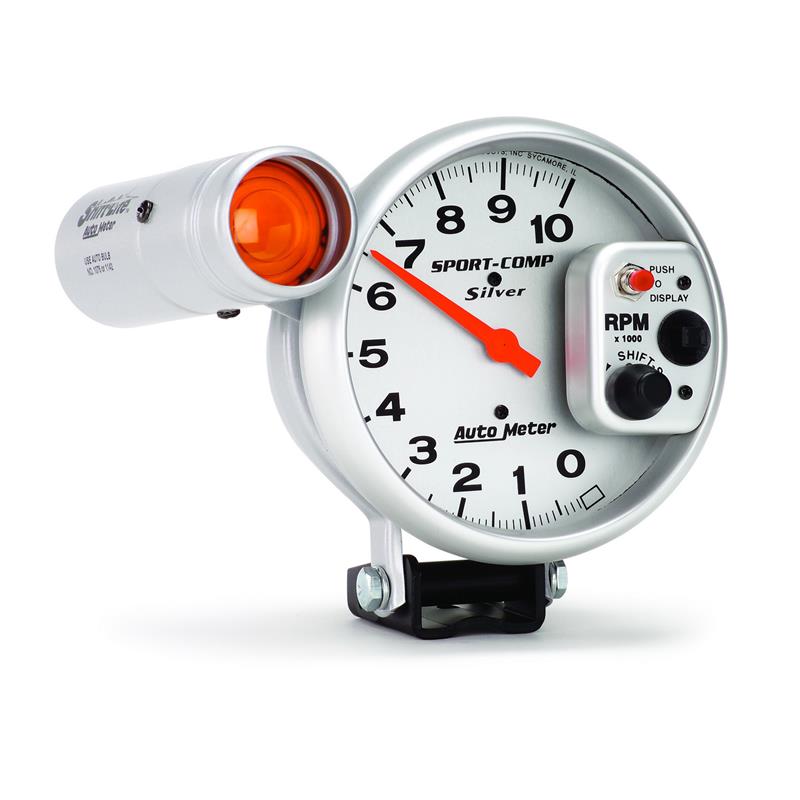 Autometer Sport-Comp 5 inch 10K RPM Shift Light Silver Tach