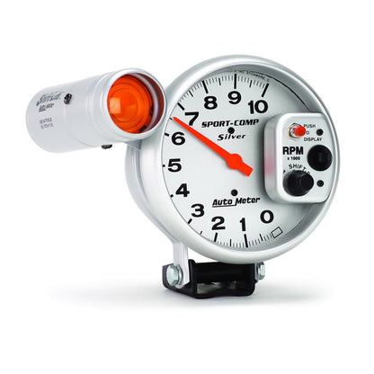 Autometer Sport-Comp 5 inch 10K RPM Shift Light Silver Tach
