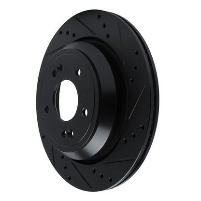 R1 Concepts R1 11-17 Hyundai Equus Rear Right Drilled & Slotted Black Brake Rotor