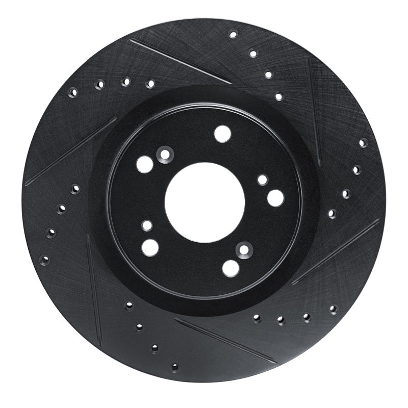 R1 Concepts R1 12-16 Honda CR-V Front Right Drilled & Slotted Black Brake Rotor