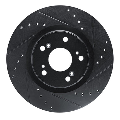 R1 Concepts R1 12-16 Honda CR-V Front Right Drilled & Slotted Black Brake Rotor
