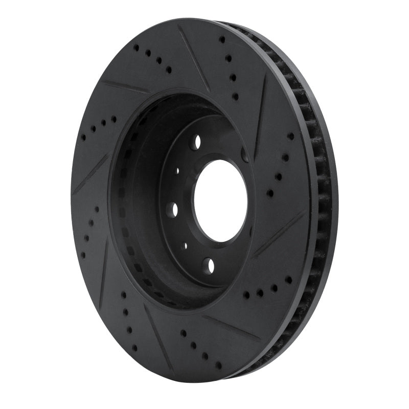 R1 Concepts R1 03-08 Cadillac STS Front Left Drilled & Slotted Black Brake Rotor