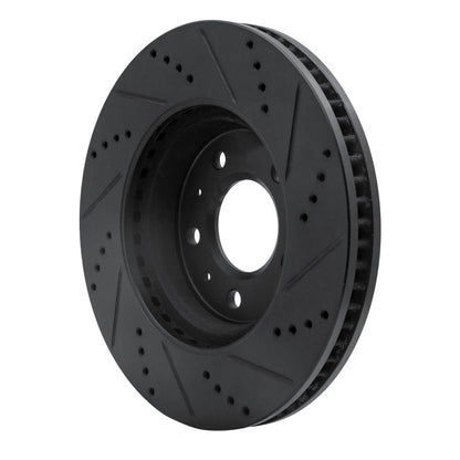 R1 Concepts R1 03-08 Cadillac STS Front Left Drilled & Slotted Black Brake Rotor