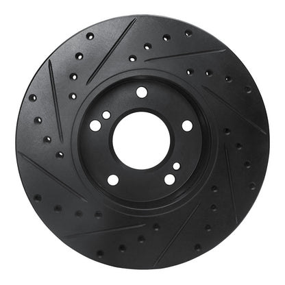 R1 Concepts R1 87-89 Nissan 300ZX Turbo Front Right Drilled & Slotted Black Brake Rotor