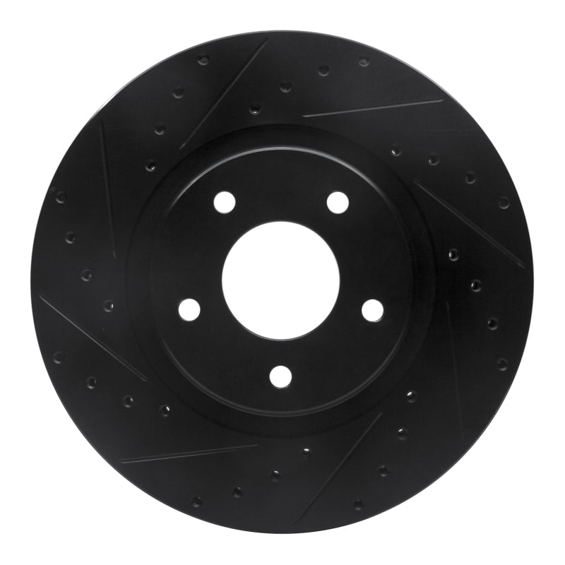 R1 Concepts R1 98-06 Jaguar XK8 Front Left Drilled & Slotted Black Brake Rotor