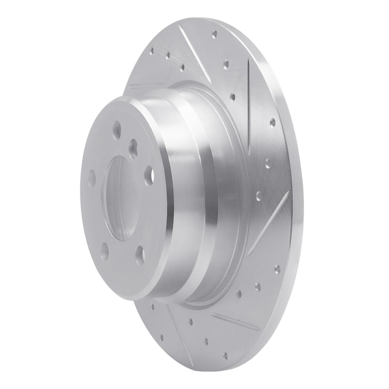 R1 Concepts R1 00-06 BMW X5 Rear Right Drilled & Slotted Silver Brake Rotor