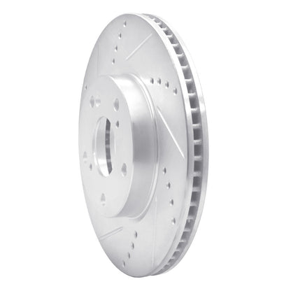 R1 Concepts R1 16-25 Honda Civic Coupe Front Left Drilled & Slotted Silver Brake Rotor
