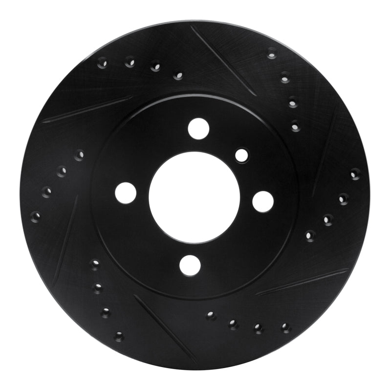 R1 Concepts R1 84-91 BMW 325ES Front Right Drilled & Slotted Black Brake Rotor