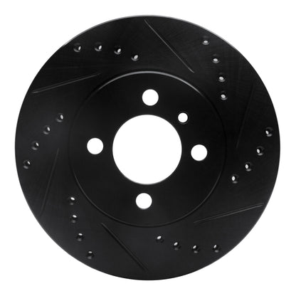 R1 Concepts R1 84-91 BMW 325ES Front Right Drilled & Slotted Black Brake Rotor