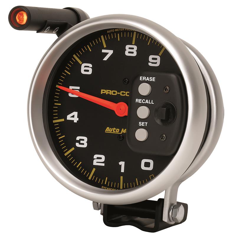 AutoMeter Gauge Tach 5in. 9K RPM Pedestal W/ Quick Lite & Peak Memory Pro-Comp