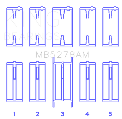 King Engine Bearings Ford 140Ci /2.3Liter/L4 (Size +1.0mm) Main Bearing Set