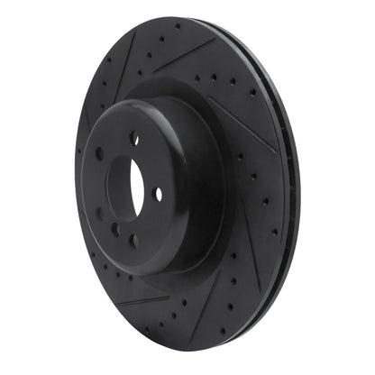 R1 Concepts R1 10-14 BMW X5 Rear Left Drilled & Slotted Black Brake Rotor