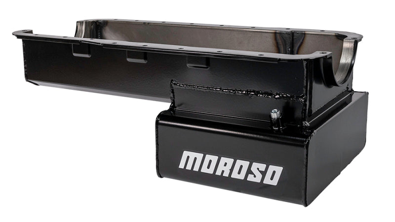 Moroso Ford 351W (w/Front Sump & Billet End Seals) Road Race Baffled Wet Sump 7qt 8in Steel Oil Pan