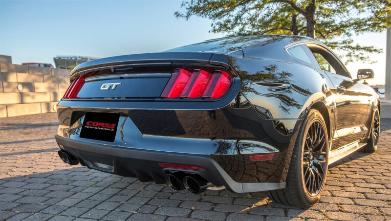 CORSA Performance Corsa 2015-2017 Ford Mustang GT 5.0 3in Cat Back Exhaust Black Quad Tips (Sport)