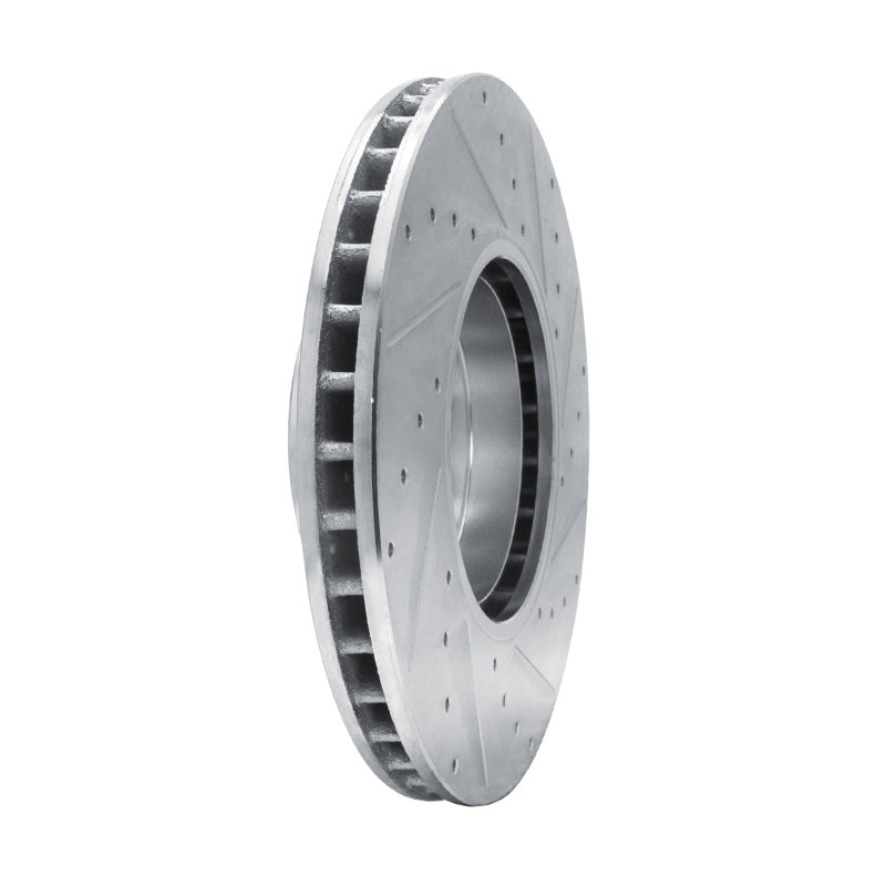 R1 Concepts R1 00-03 BMW 530I Front Right Drilled & Slotted Silver Brake Rotor
