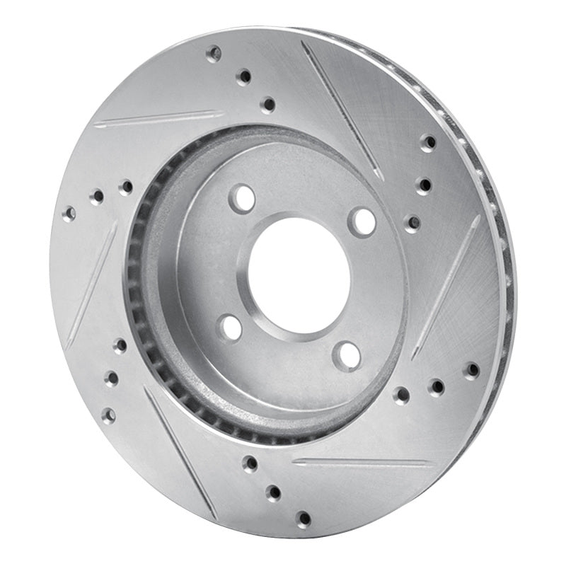 R1 Concepts R1 11-25 Nissan Versa Front Left Drilled & Slotted Silver Brake Rotor