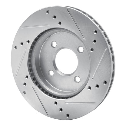 R1 Concepts R1 11-25 Nissan Versa Front Left Drilled & Slotted Silver Brake Rotor