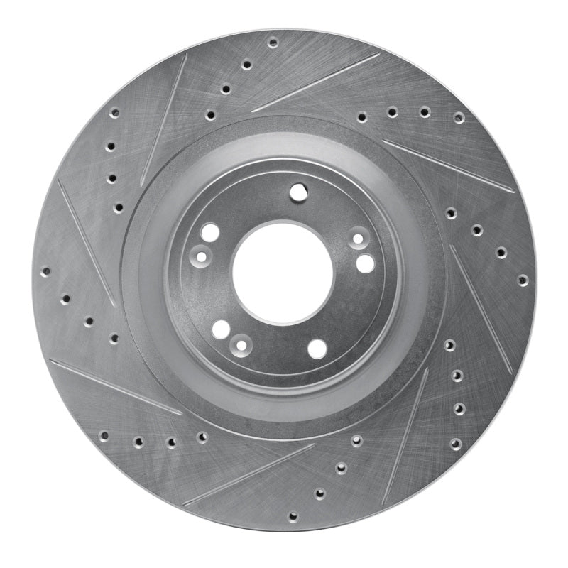 R1 Concepts R1 12-17 Genesis G80 Front Left Drilled & Slotted Silver Brake Rotor