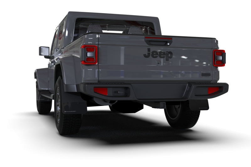 Rally Armor 19-25 Jeep JT Gladiator (Mojave/Rubicon) Black Mud Flap w/Grey Logo