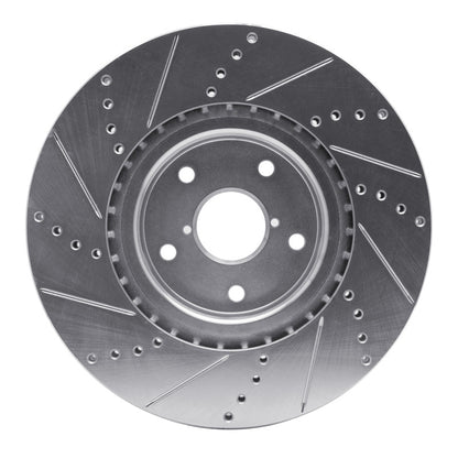 R1 Concepts R1 05-20 Subaru WRX Front Right Drilled & Slotted Silver Brake Rotor