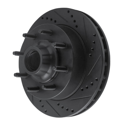 R1 Concepts R1 99-02 Ford F-250 2WD (Super Duty) Front Right Drilled & Slotted Black Brake Rotor