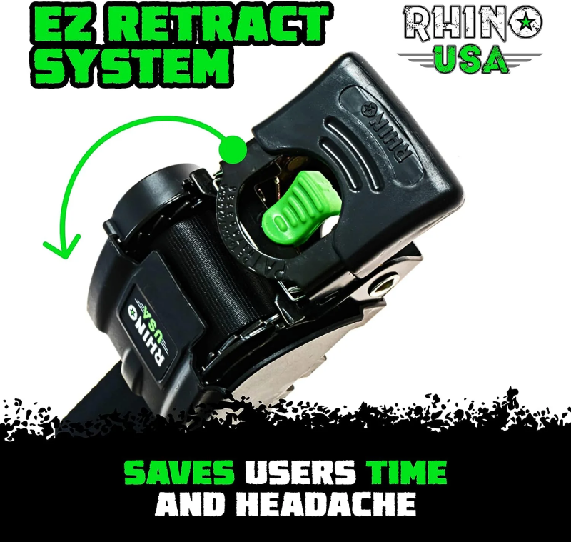 Rhino USA Retractable Transom Straps (2 Pack-Black)
