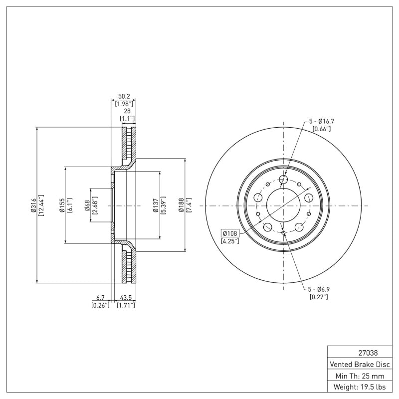 DFC 03-09 Volvo S60/XC90 Front GeoSPEC Coated Rotor