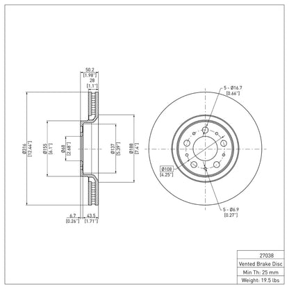 DFC 03-09 Volvo S60/XC90 Front GeoSPEC Coated Rotor