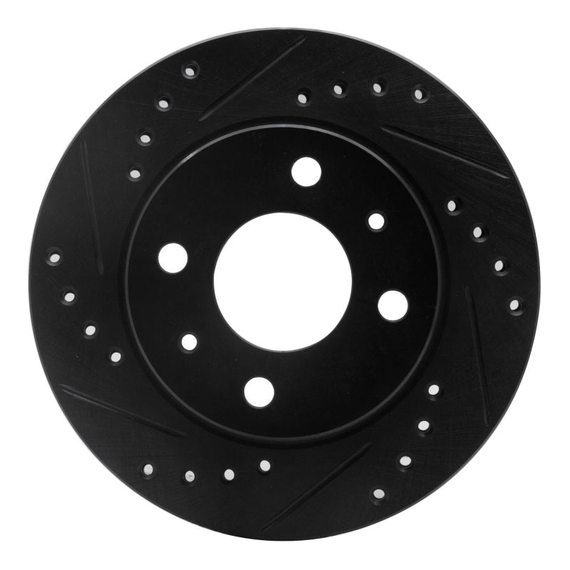 R1 Concepts R1 95-00 Nissan 200SX Front Left Drilled & Slotted Black Brake Rotor