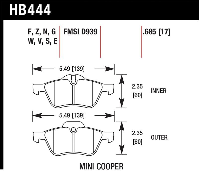 Hawk Performance Hawk 02-06 Mini Cooper / Cooper S HP+  Street Front Brake Pads