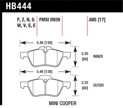 Hawk Performance Hawk 02-06 Mini Cooper / Cooper S HP+  Street Front Brake Pads