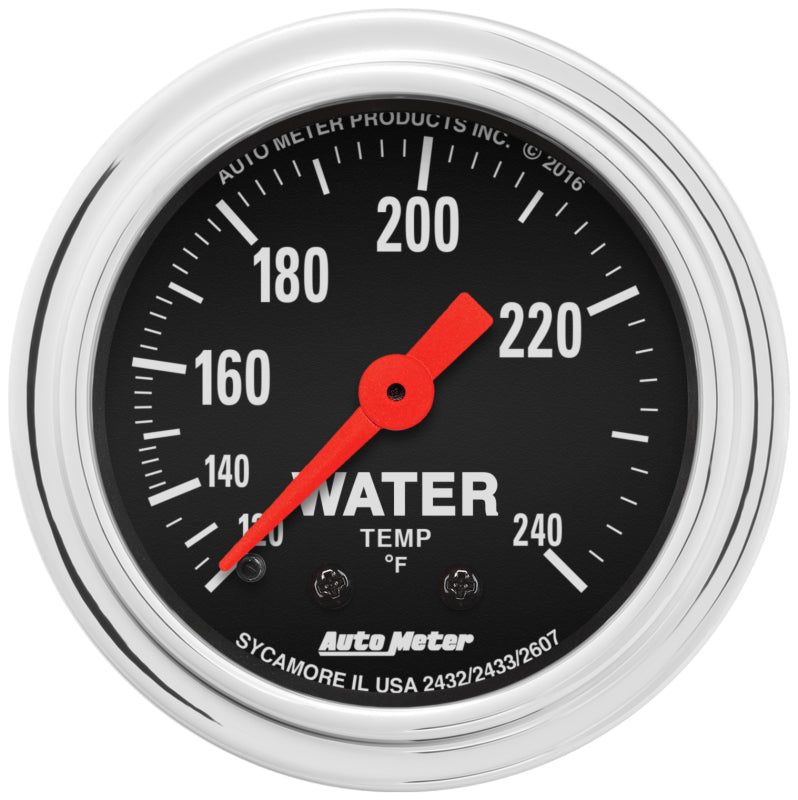 AutoMeter Gauge Water Temp 2-1/16in. 120-240 Deg. F Mechanical 12ft. Traditional Chrome