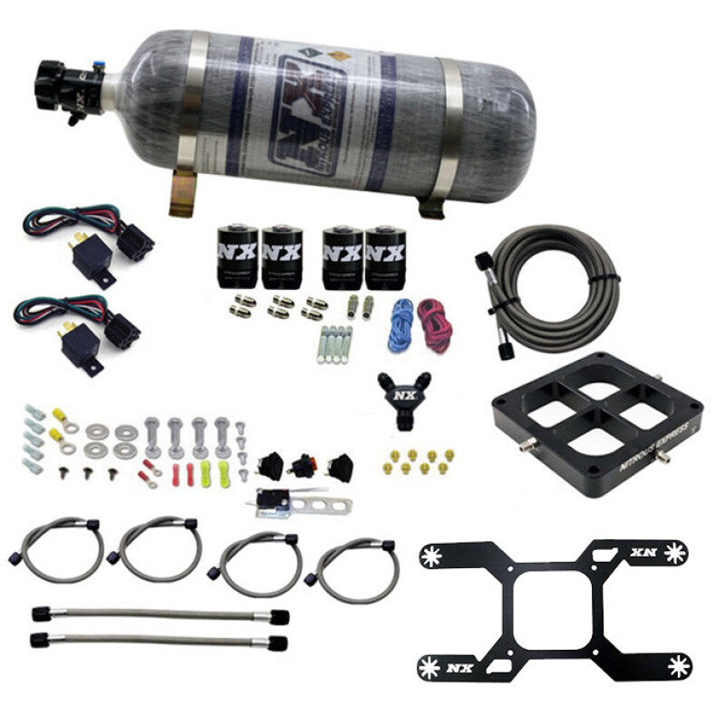 Nitrous Express Dry Quad Stage Billet Crossbar Plate System 100-2000hp (4500Flange) w/12lb Bottle