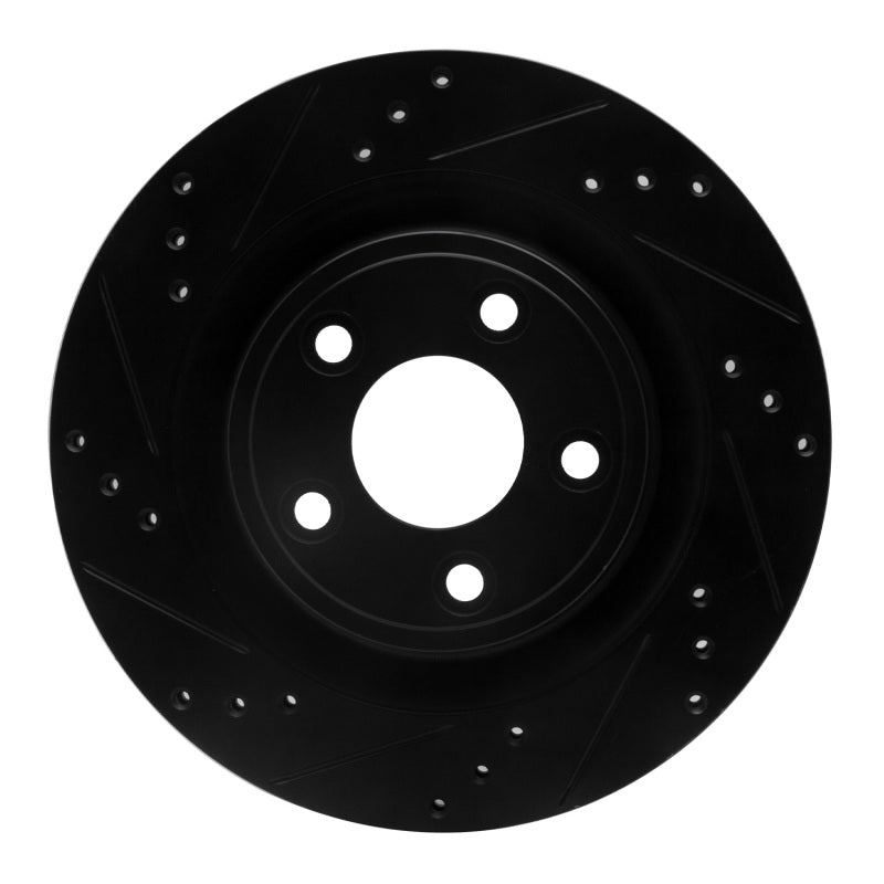 R1 Concepts R1 06-08 Jaguar S-Type Rear Left Drilled & Slotted Black Brake Rotor