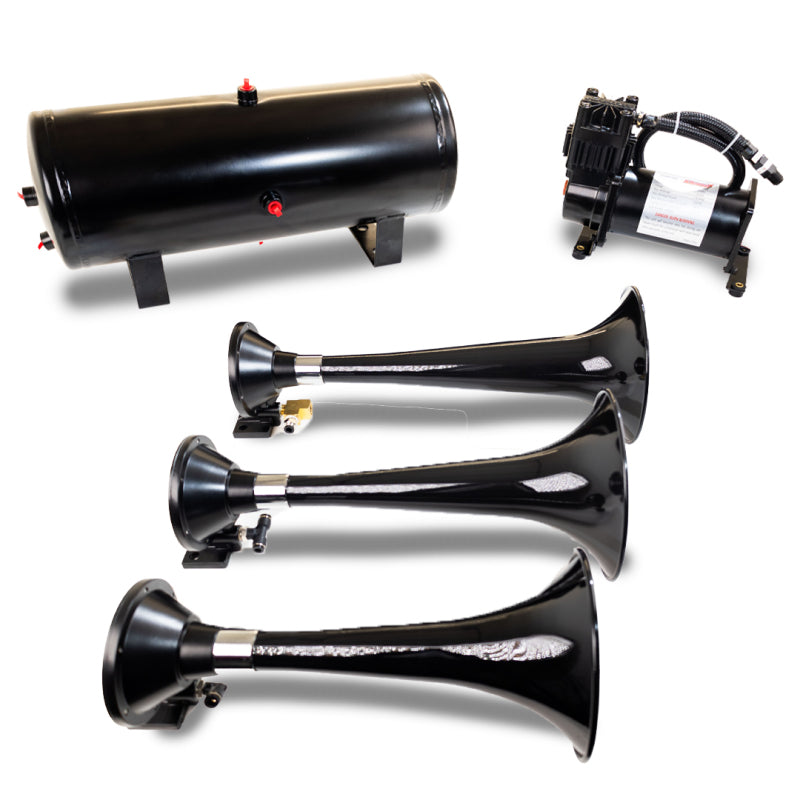 Kleinn Air Horns Kleinn Triple Black Horn Kit w/150 PSI Waterproof 3.0 gal Air Tank