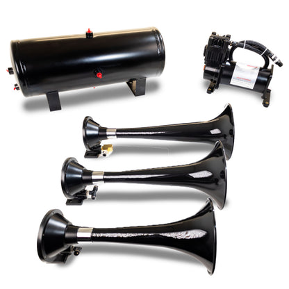 Kleinn Air Horns Kleinn Triple Black Horn Kit w/150 PSI Waterproof 3.0 gal Air Tank
