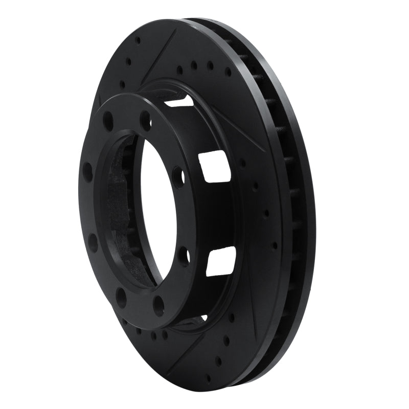 R1 Concepts R1 71-91 Chevrolet C30 Pickup Front Left Drilled & Slotted Black Brake Rotor