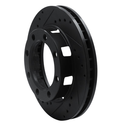 R1 Concepts R1 71-91 Chevrolet C30 Pickup Front Left Drilled & Slotted Black Brake Rotor