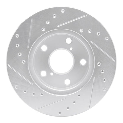 R1 Concepts R1 92-98 Lexus SC300 Front Right Drilled & Slotted Silver Brake Rotor