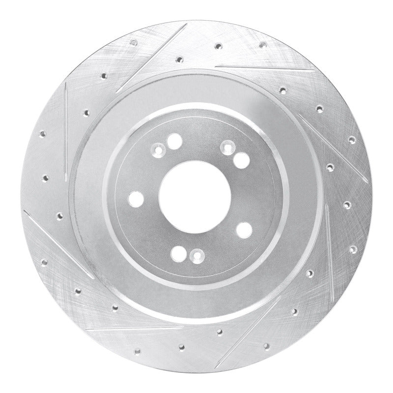 R1 Concepts R1 21-26 Genesis G80 Rear Left Drilled & Slotted Silver Brake Rotor