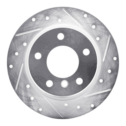 R1 Concepts R1 91-99 BMW 323I Rear Right Drilled & Slotted Silver Brake Rotor