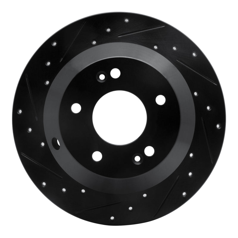 R1 Concepts R1 10-21 Hyundai Santa Fe Rear Left Drilled & Slotted Black Brake Rotor