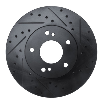 R1 Concepts R1 89-96 Nissan 300ZX Front Right Drilled & Slotted Black Brake Rotor